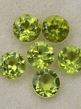 1.80 ct Natural Peridot Round Faceted Set (6 pcs) — 4mm Matched Lot | Untreated
